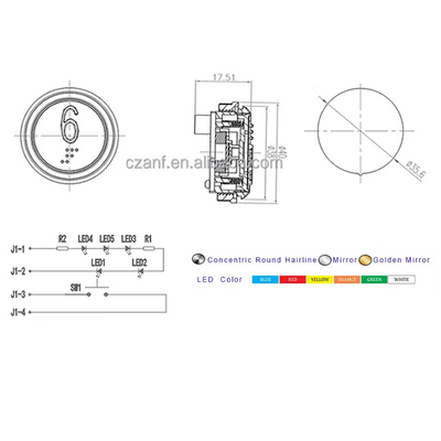 Red And Blue Light Elevator Push Button 12V 24V For Lift Floor Control